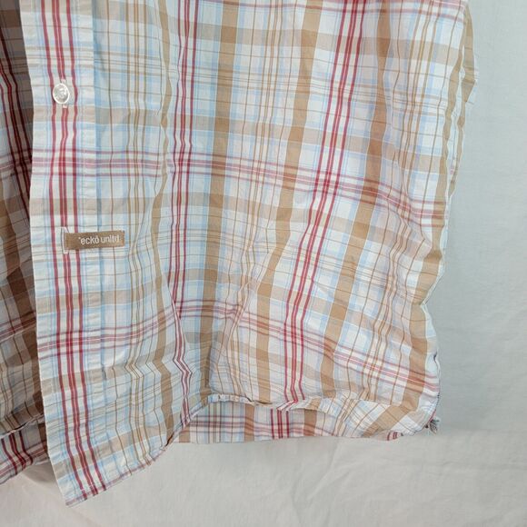 Vtg ECKO UNLIMITED SHIRT MEN XL MADRAS PLAID SHORT SLEEVE Pre Owned - Picture 5 of 16